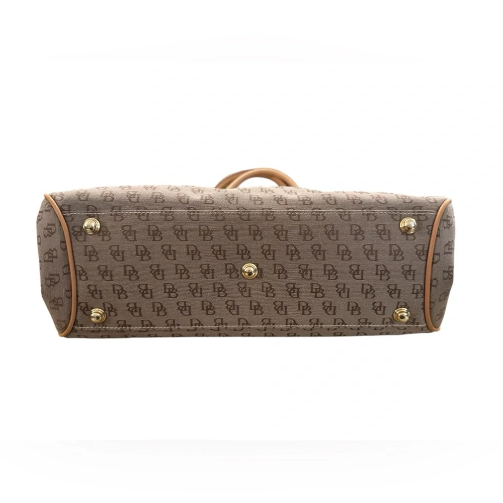 Dooney & Bourke Monogram Canvas Satchel — Tan / Brown